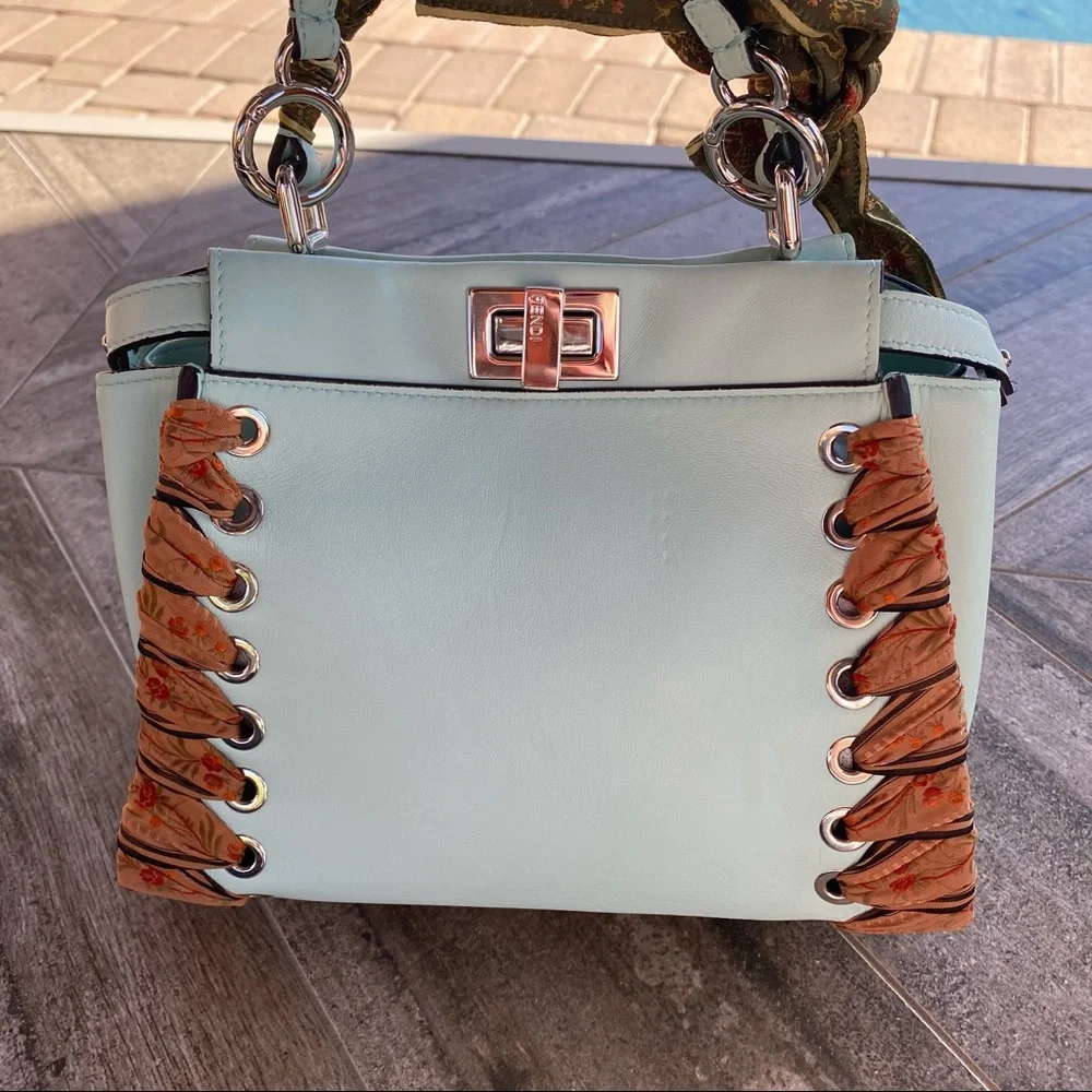 SOLD Fendi RARE Nappa Ribbon Lace Up Peekaboo Iconic Satchel - Picture 4 of 16